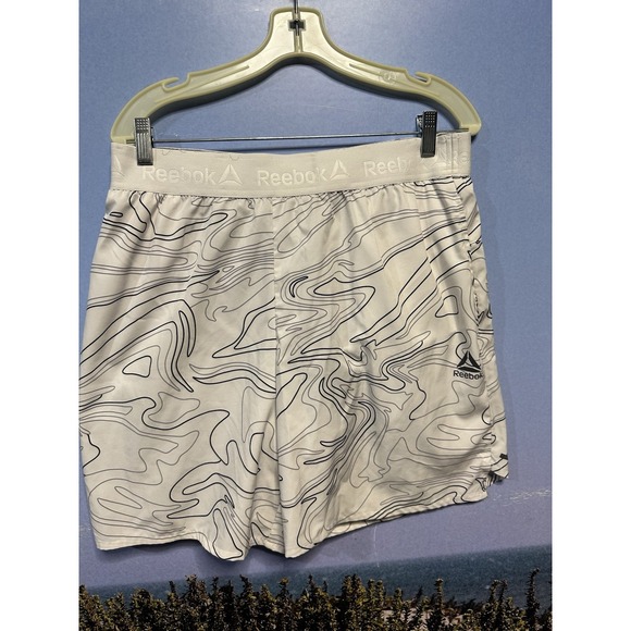 Reebok Shorts Large‎ Adult Gray Athletic Pocket Stretch Gym Logo Lined - Picture 1 of 8